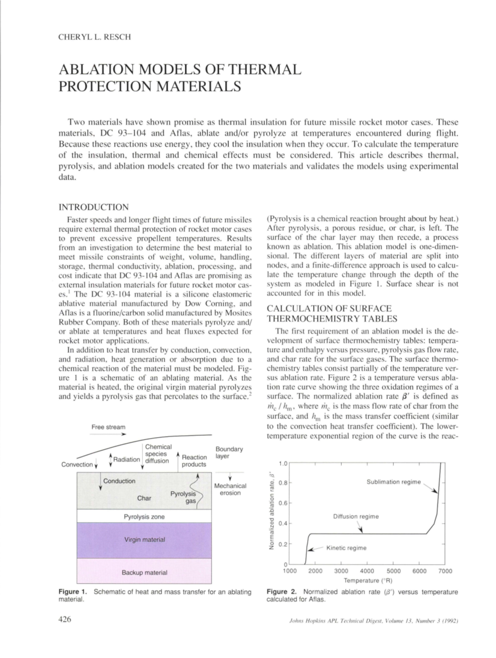 Ablation Models of Thermal Protection Materials