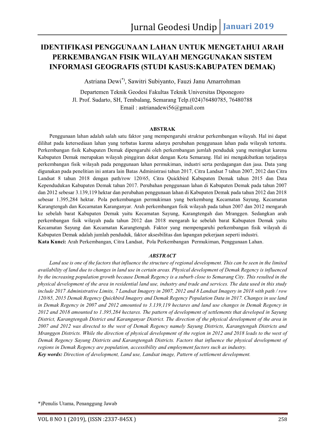 Jurnal Geodesi Undip Januari 2019