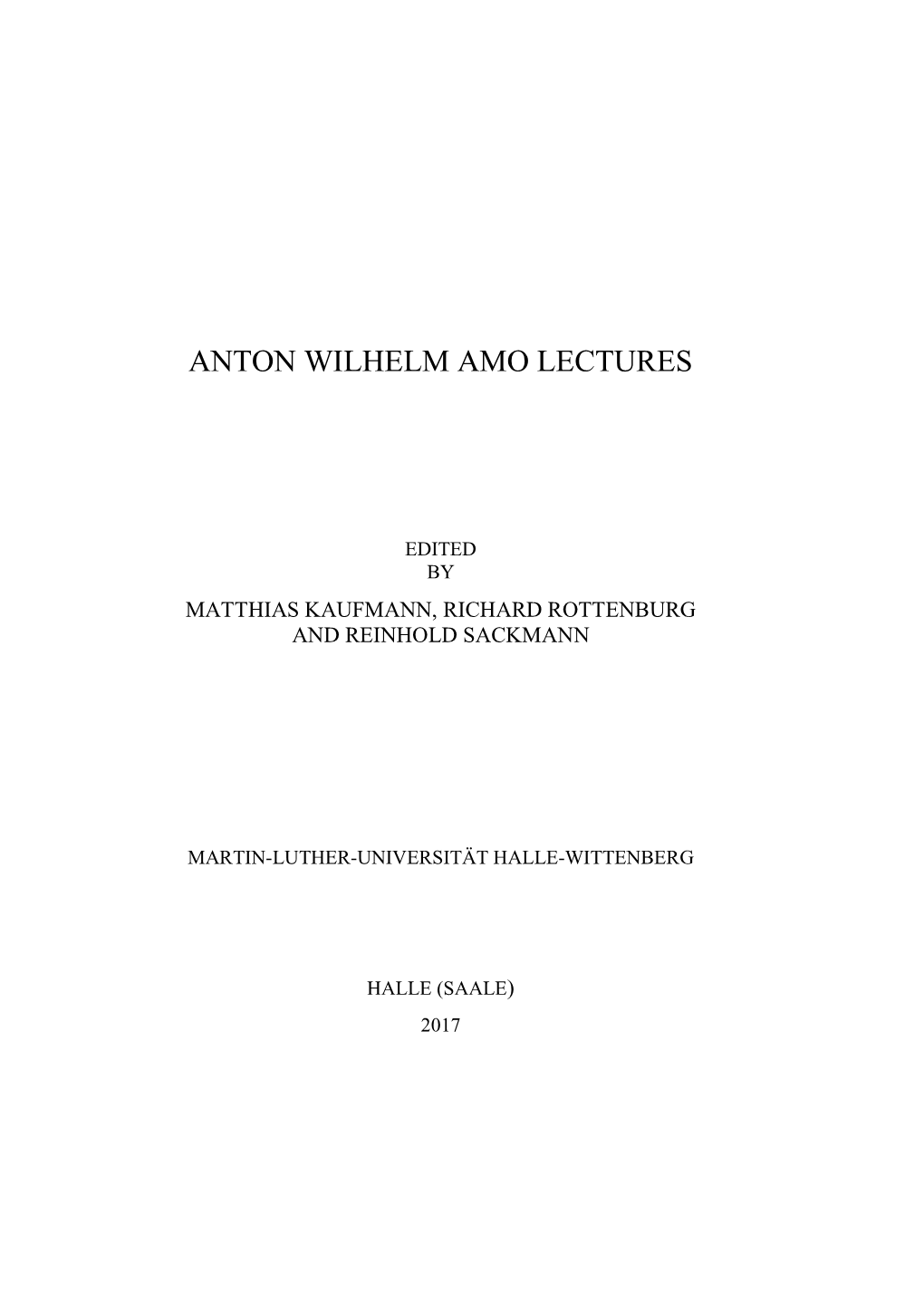 Anton Wilhelm Amo Lectures