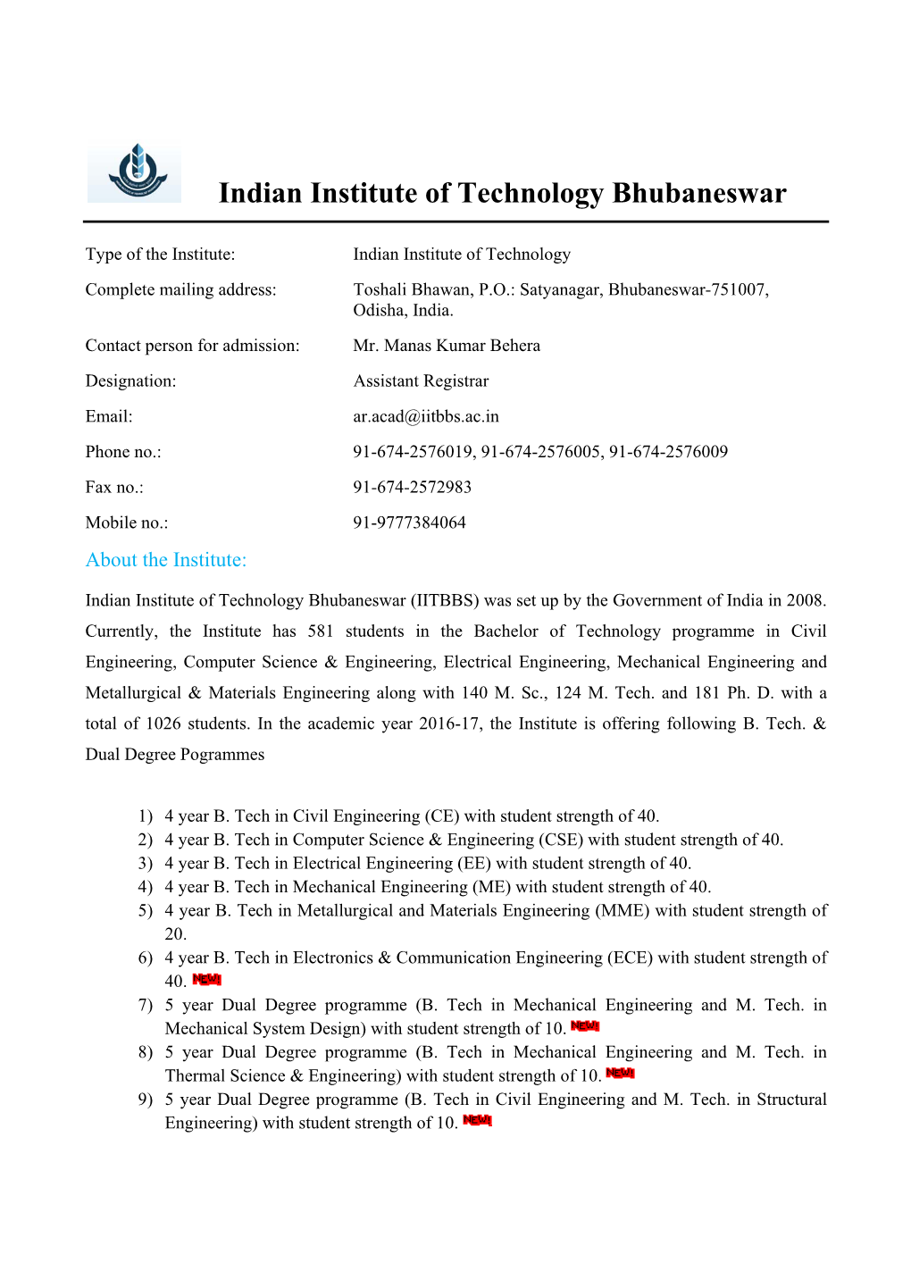 Indian Institute of Technology Bhubaneswar