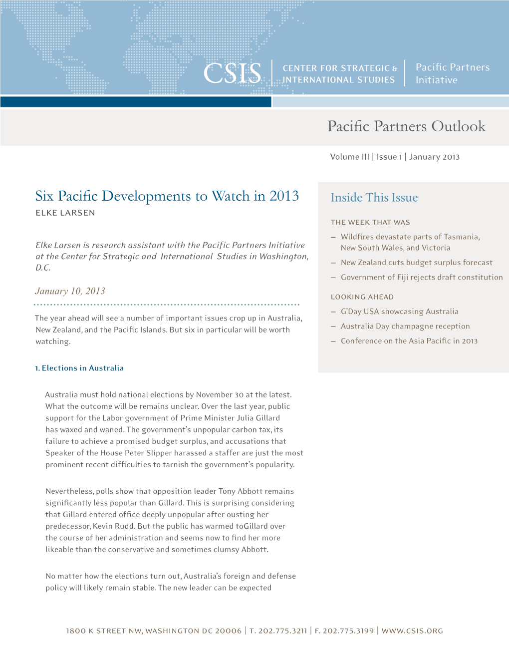 Pacific Partners Outlook