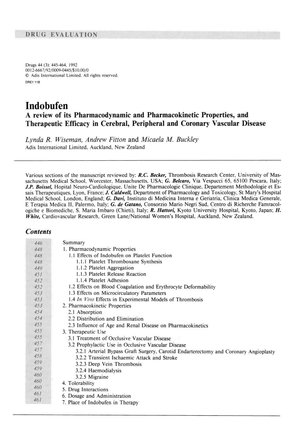 Indobufen a Review of Its Pharmacodynamic and Pharmacokinetic Properties, and Therapeutic Efficacy in Cerebral, Peripheral and Coronary Vascular Disease