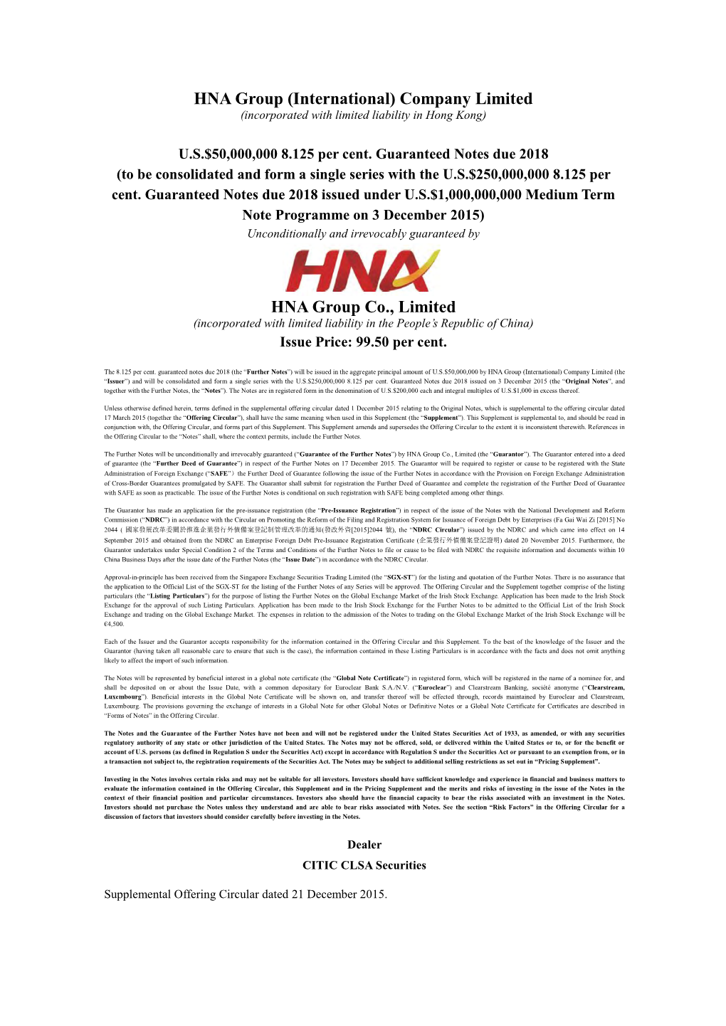 HNA Group (International) Company Limited HNA Group Co., Limited