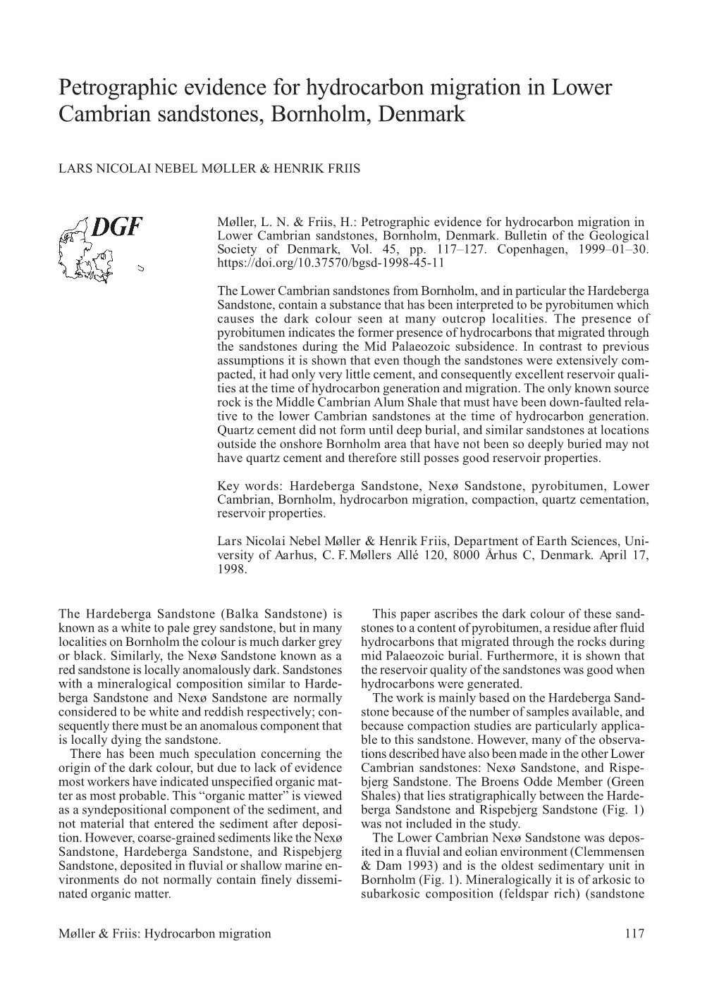 Petrographic Evidence for Hydrocarbon Migration in Lower Cambrian Sandstones, Bornholm, Denmark