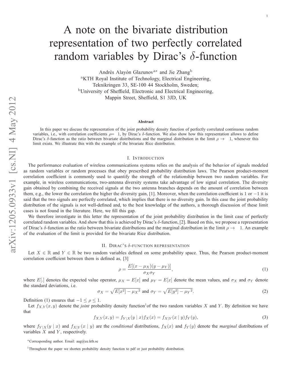 A Note on the Bivariate Distribution Representation of Two Perfectly