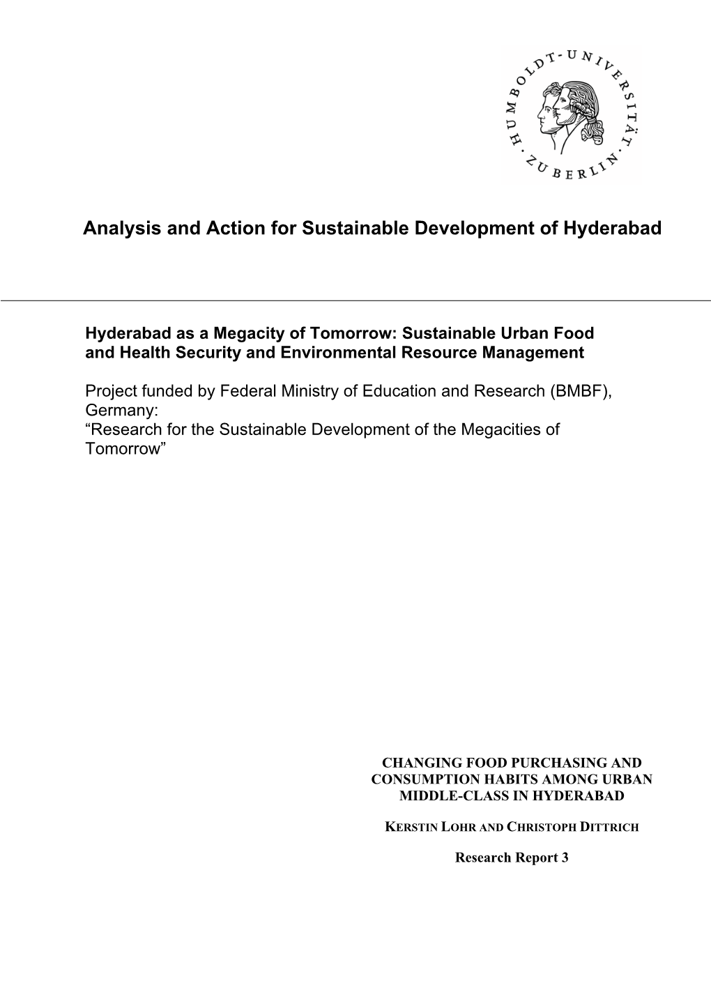 Analysis and Action for Sustainable Development of Hyderabad