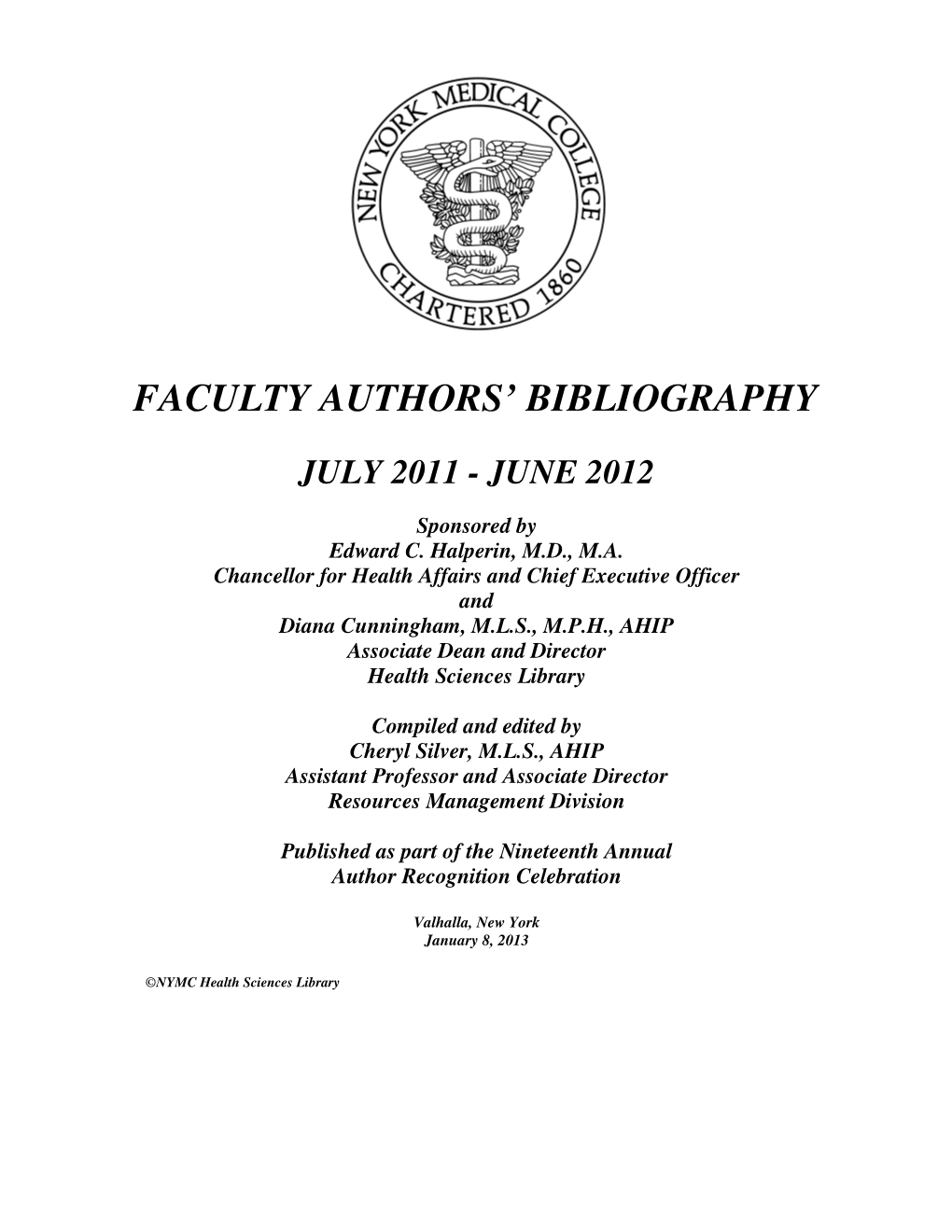 Faculty Authors' Bibliography