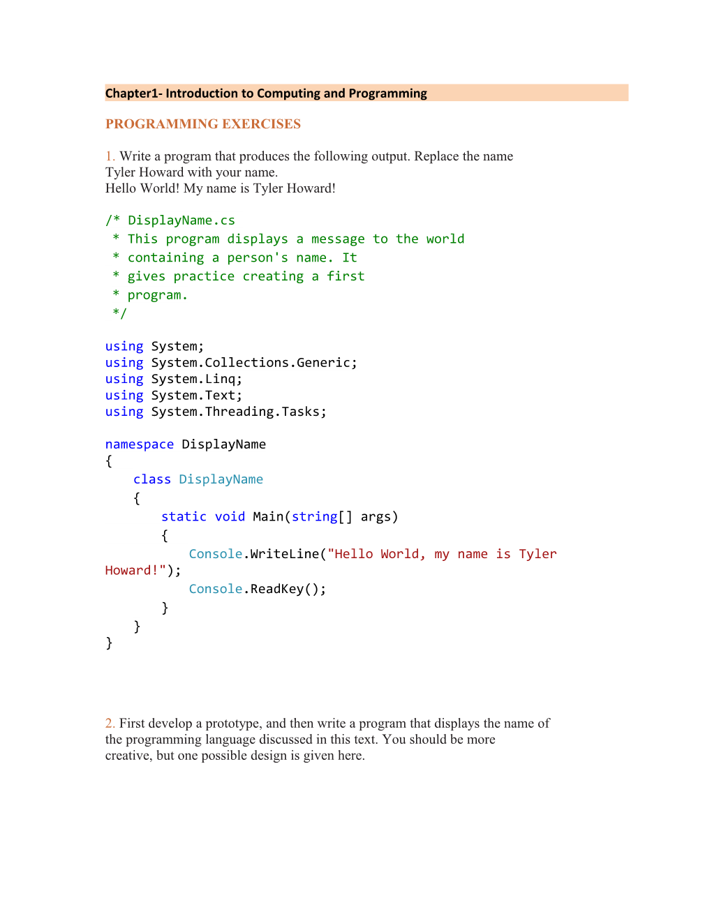 Chapter1- Introduction to Computing and Programming