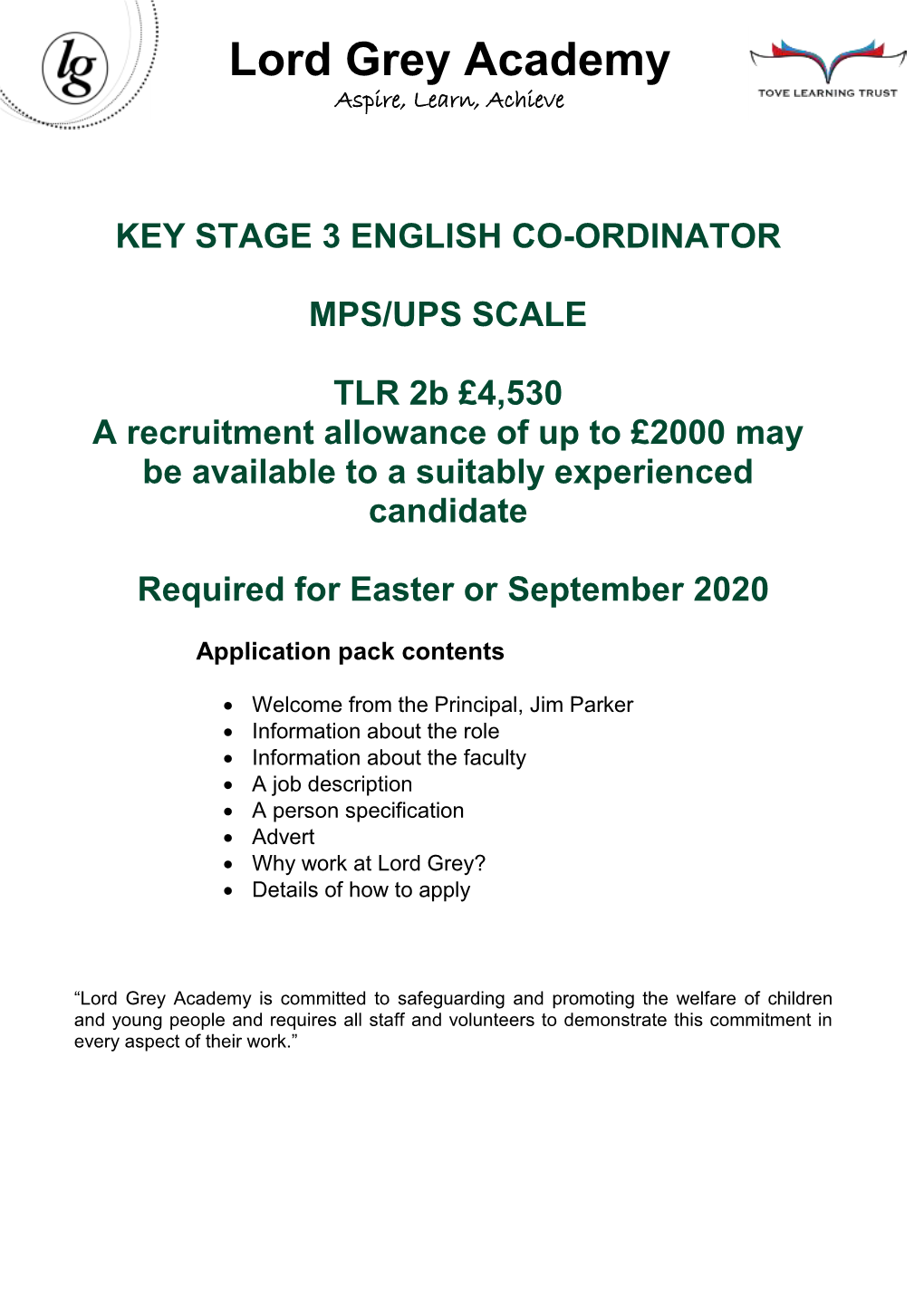 Key Stage 3 English Co-Ordinator