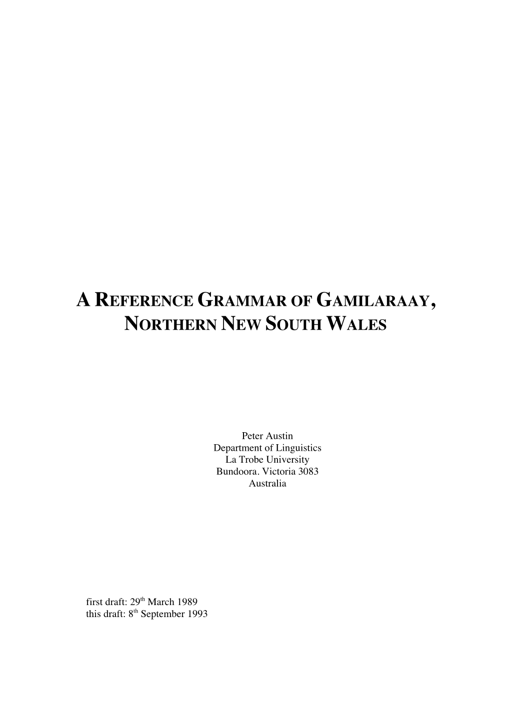 Areference Grammar of Gamilaraay, Northern New