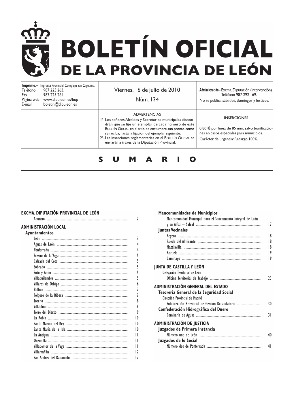 Boletín Oficial De La Provincia De León