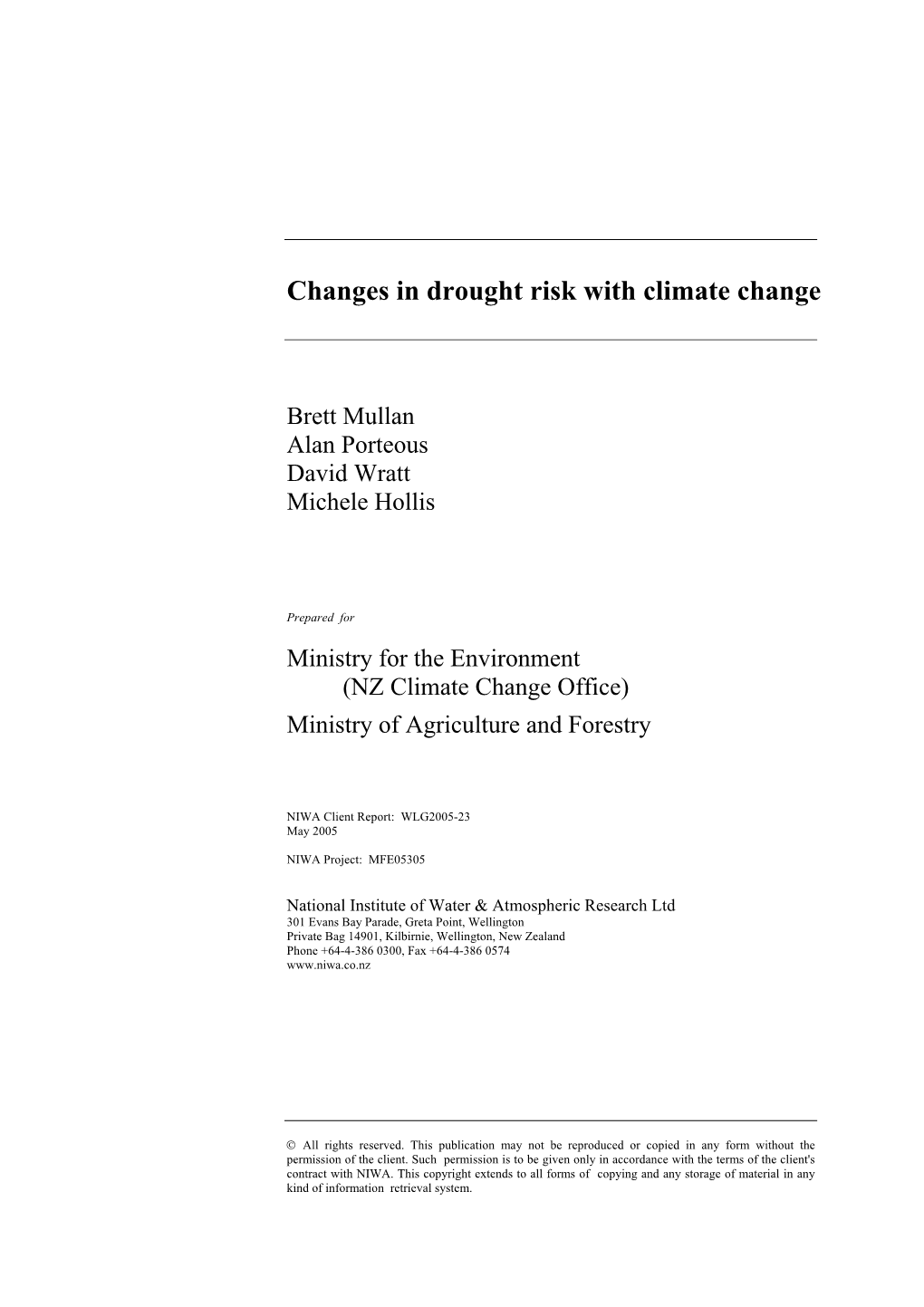 Changes in Drought Risk with Climate Change