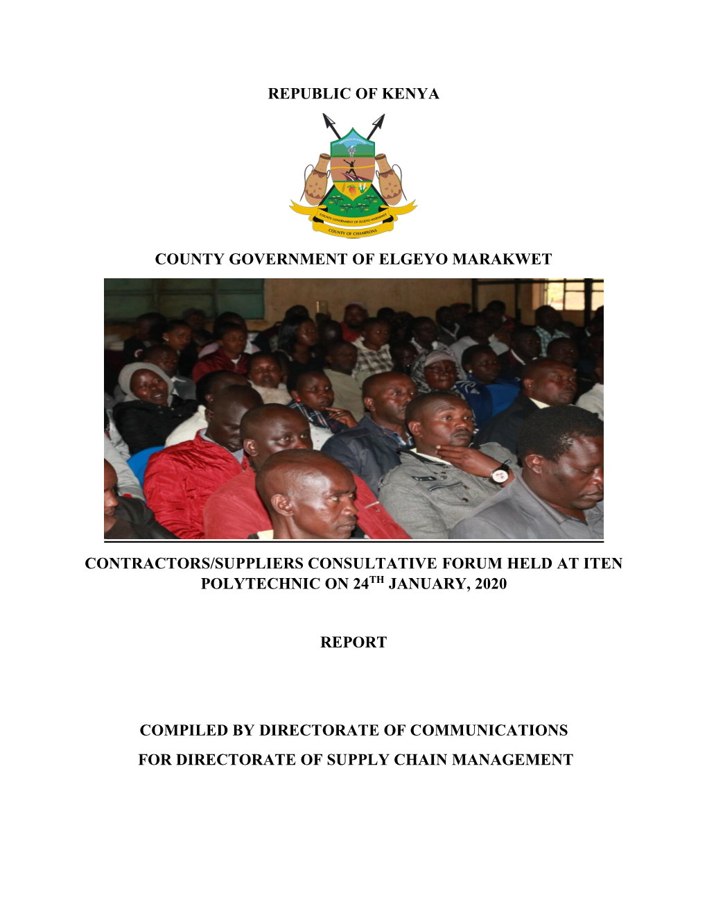 Republic of Kenya County Government of Elgeyo Marakwet