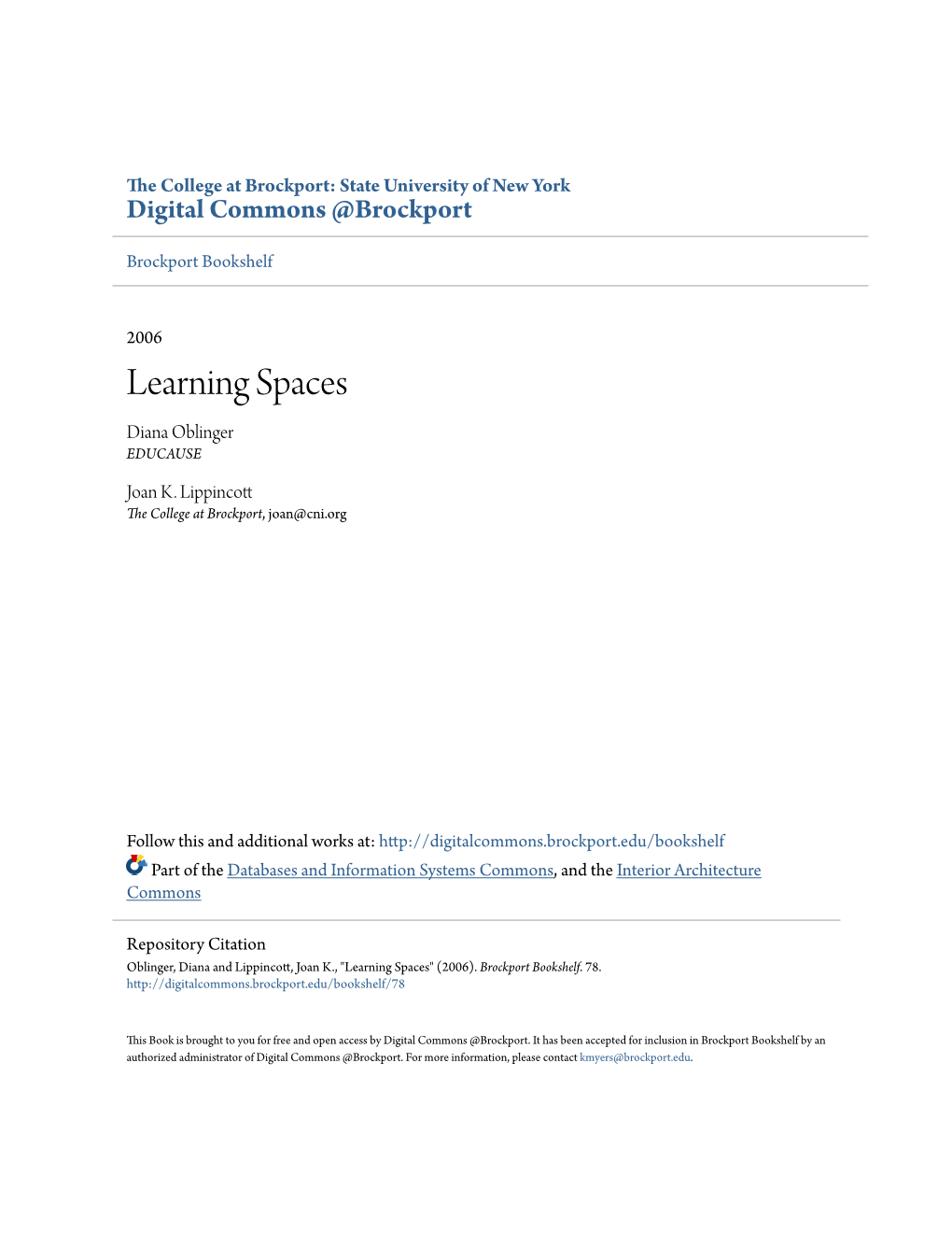 Learning Spaces Diana Oblinger EDUCAUSE