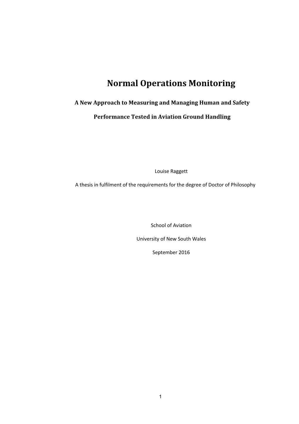 Normal Operations Monitoring