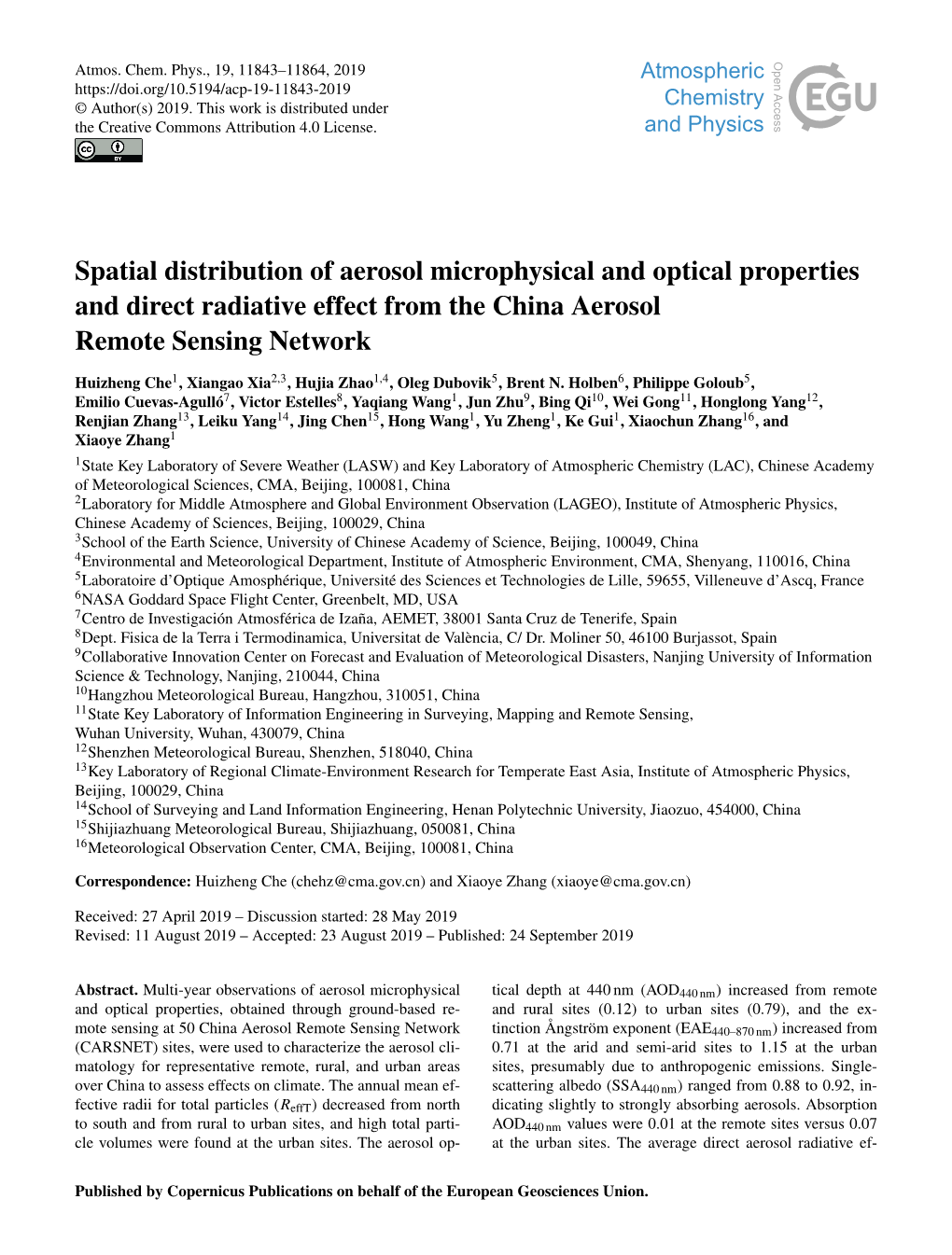 Spatial Distribution of Aerosol Microphysical and Optical Properties and Direct Radiative Effect from the China Aerosol Remote Sensing Network