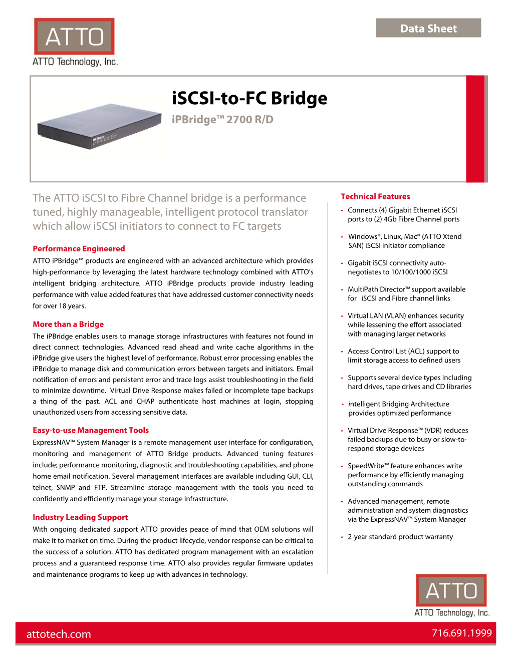 Iscsi-To-FC Bridge Ipbridge™ 2700 R/D