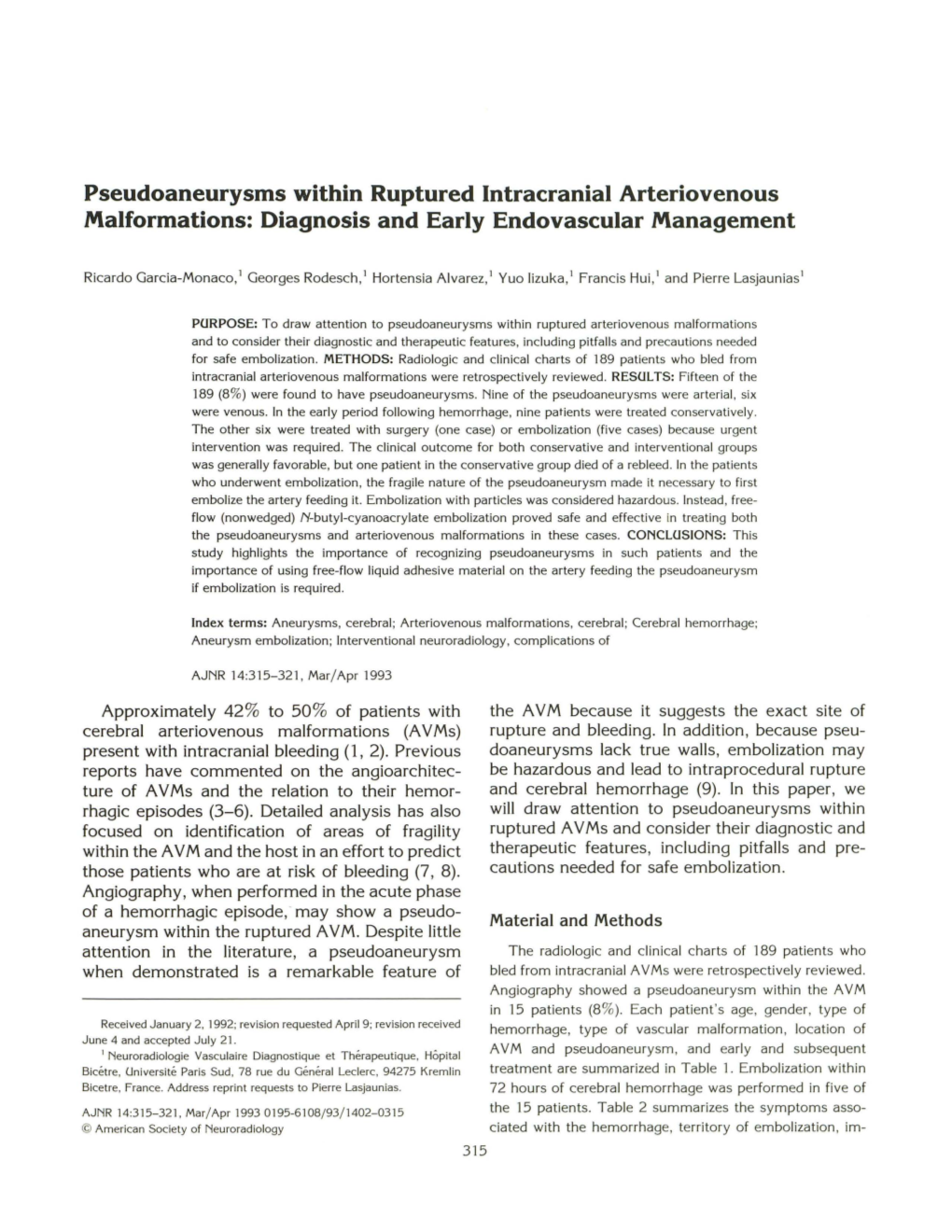 Pseudoaneurysms Within Ruptured Intracranial Arteriovenous Malformations: Diagnosis and Early Endovascular Management