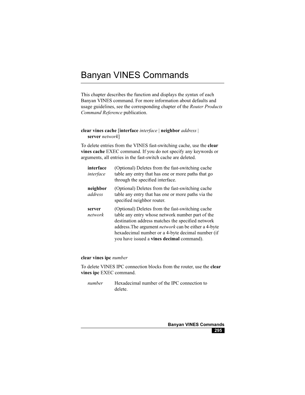 Banyan VINES Commands