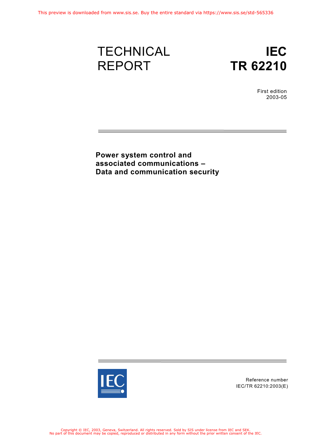 Technical Report Iec Tr 62210