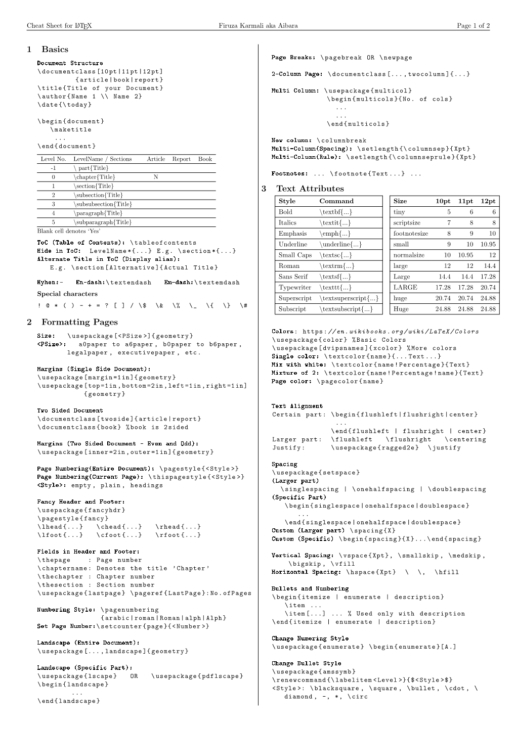 1 Basics 2 Formatting Pages 3 Text Attributes