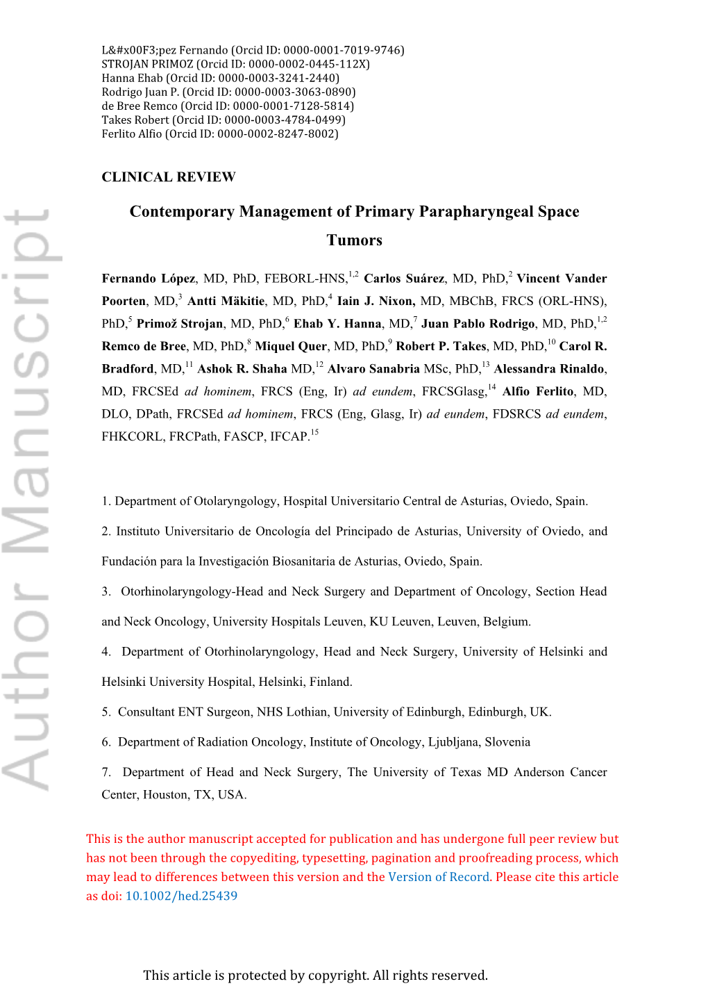 Contemporary Management of Primary Parapharyngeal Space Tumors