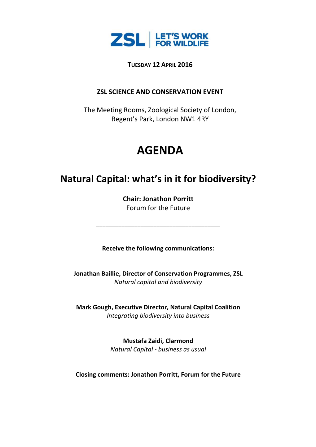 AGENDA Natural Capital