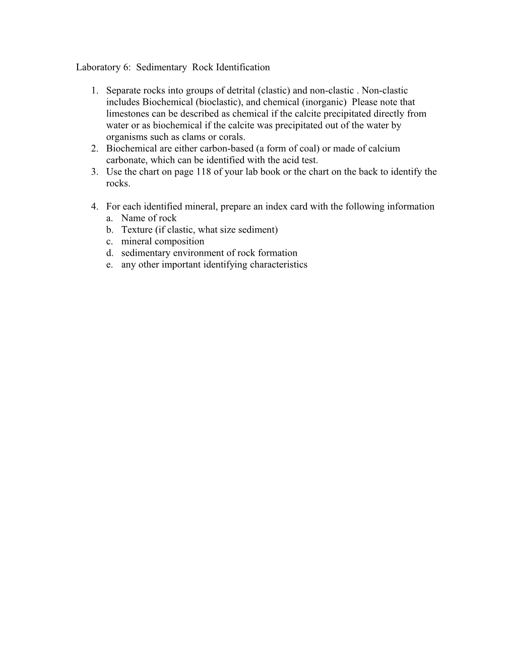 Laboratory 6: Sedimentary Rock Identification