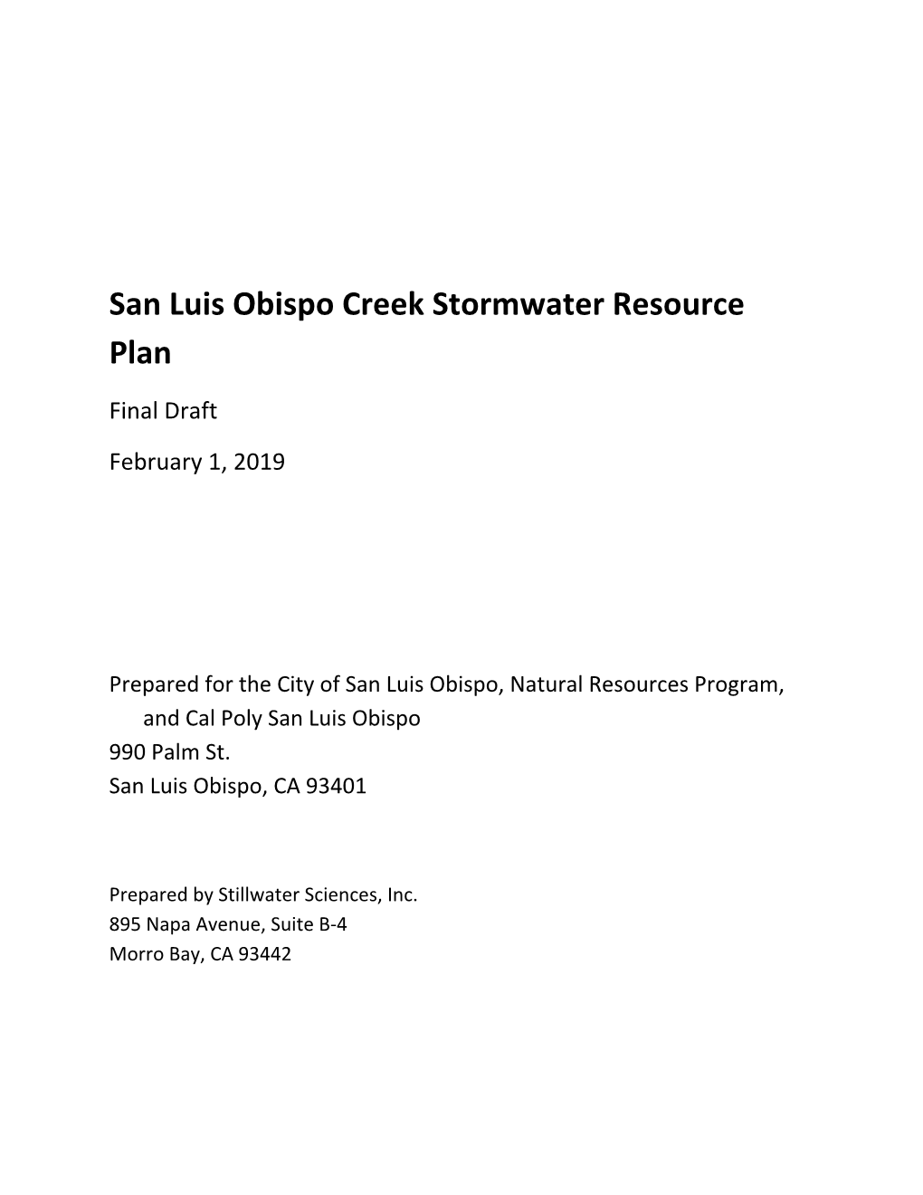 San Luis Obispo Creek Stormwater Resource Plan