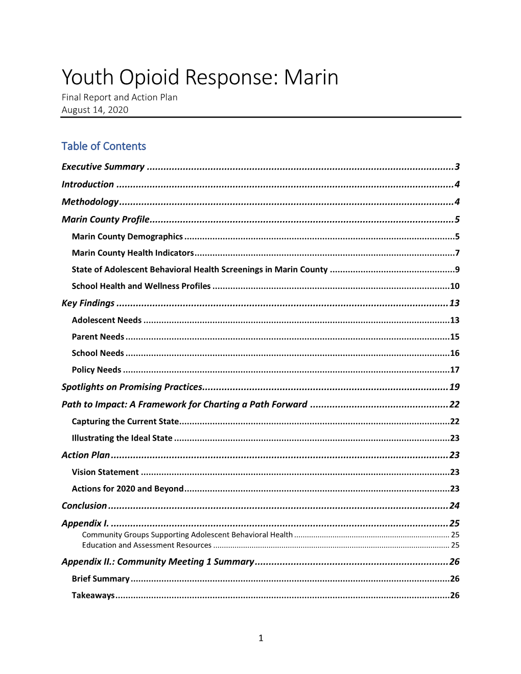 Youth Opioid Response (YOR) Team Action Plan