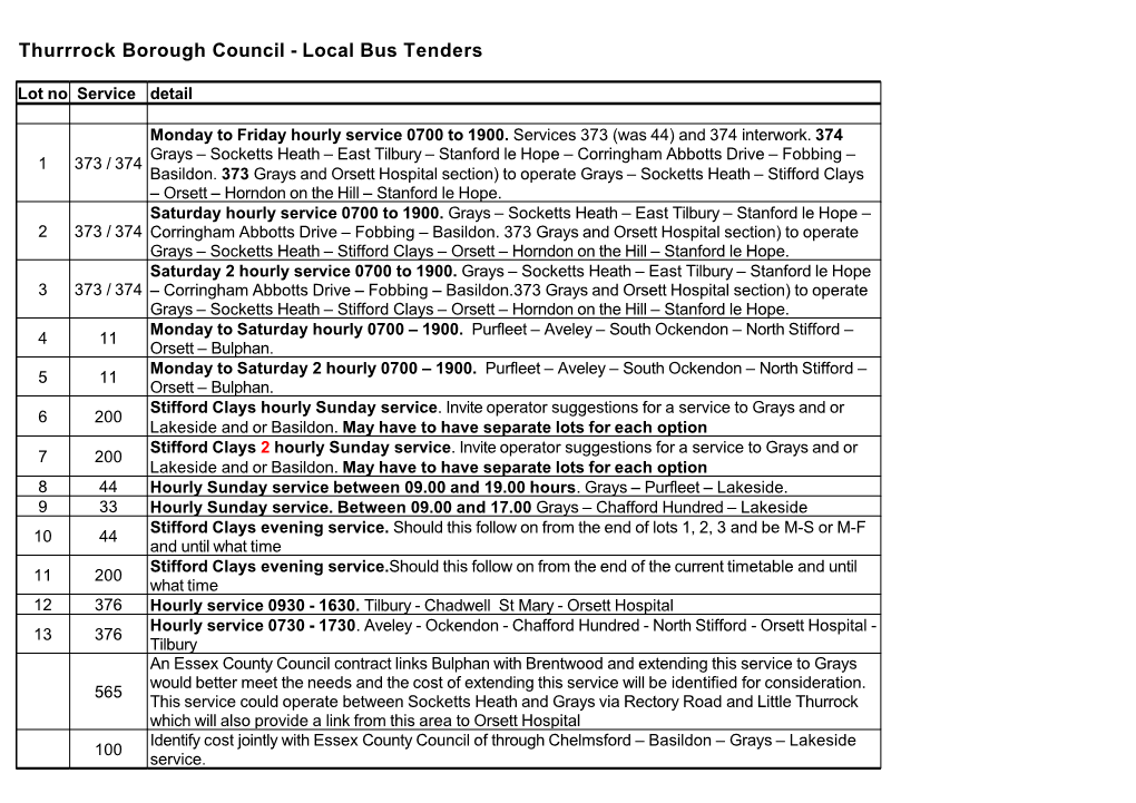 Thurrrock Borough Council - Local Bus Tenders