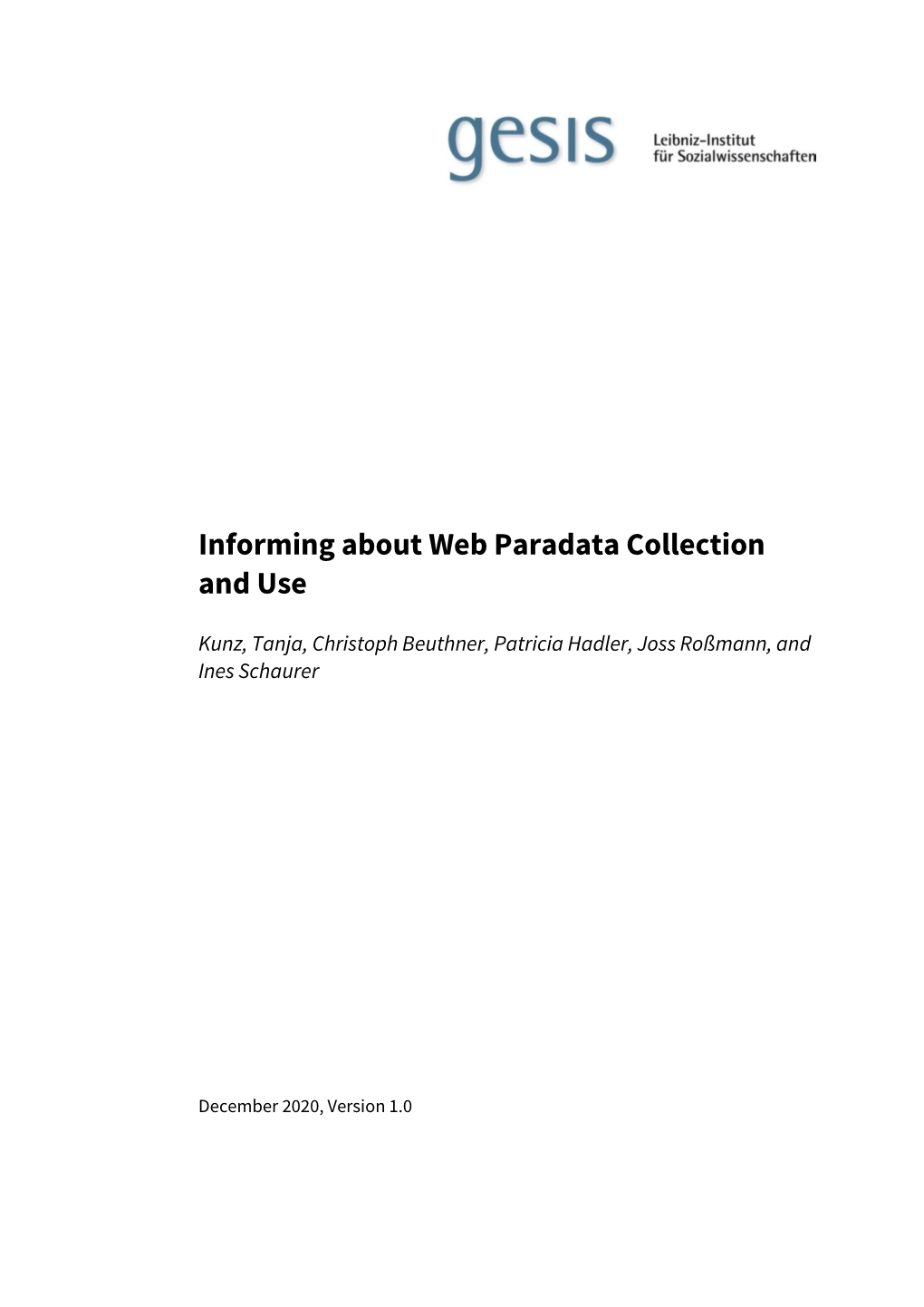 Informing About Web Paradata Collection and Use