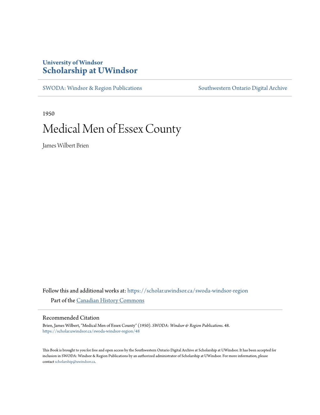 Medical Men of Essex County James Wilbert Brien