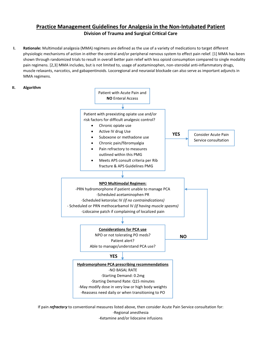 Analgesia for Non-Intubated Patients