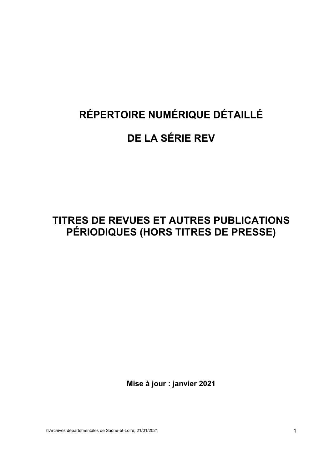 AD71 Répertoire Des Revues