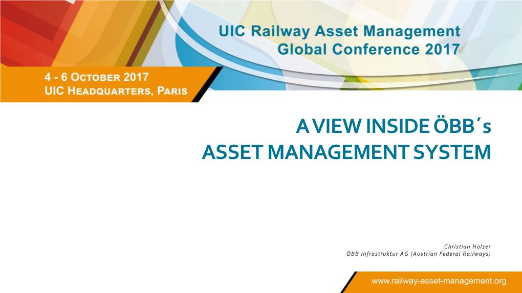 A VIEW INSIDE ÖBB´S ASSET MANAGEMENT SYSTEM