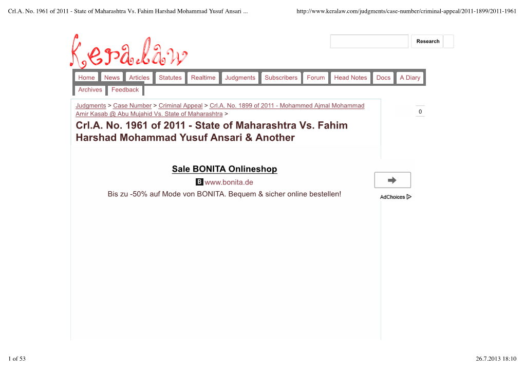 State of Maharashtra Vs. Fahim Harshad Mohammad Yusuf Ansari