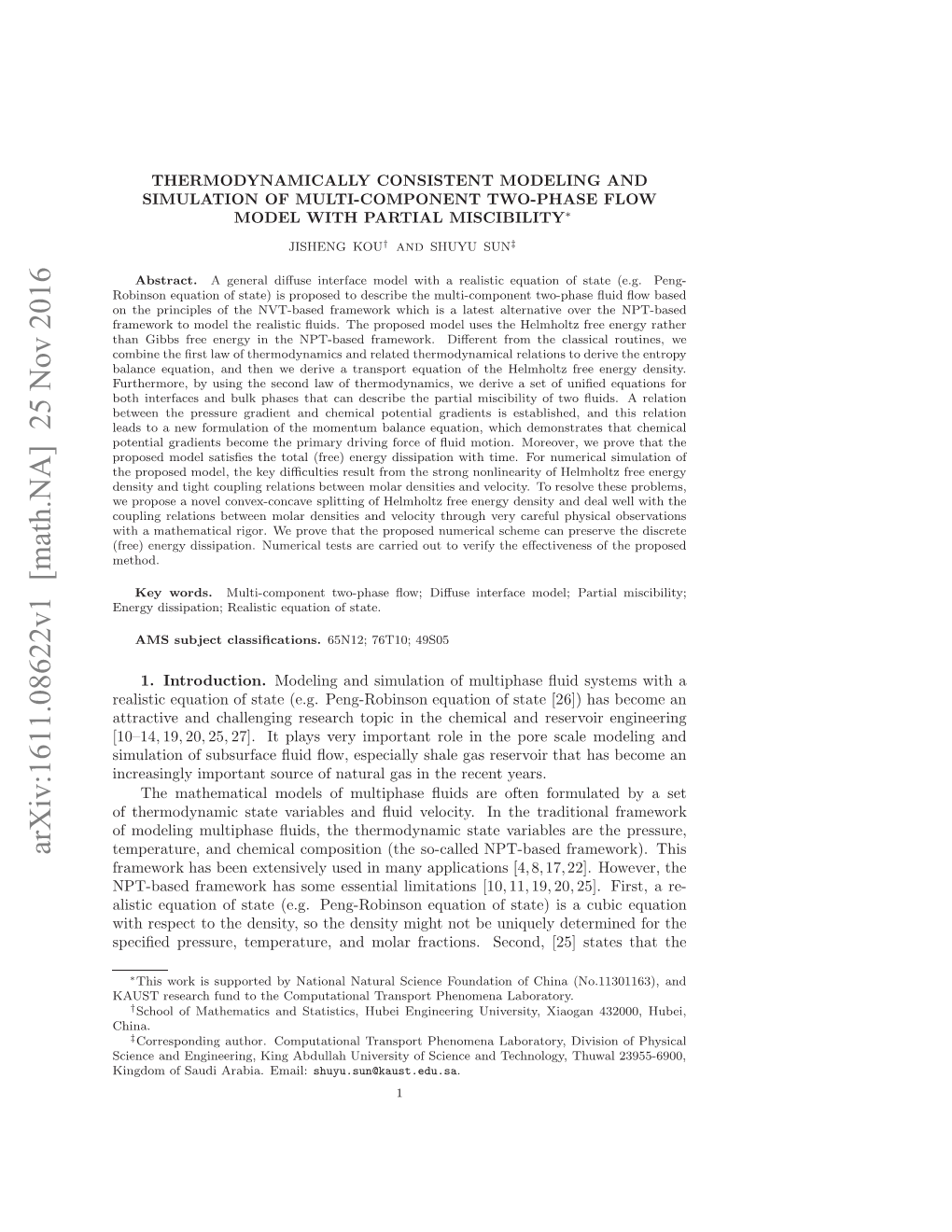 Thermodynamically Consistent Modeling and Simulation of Multi-Component Two-Phase Flow Model with Partial Miscibility