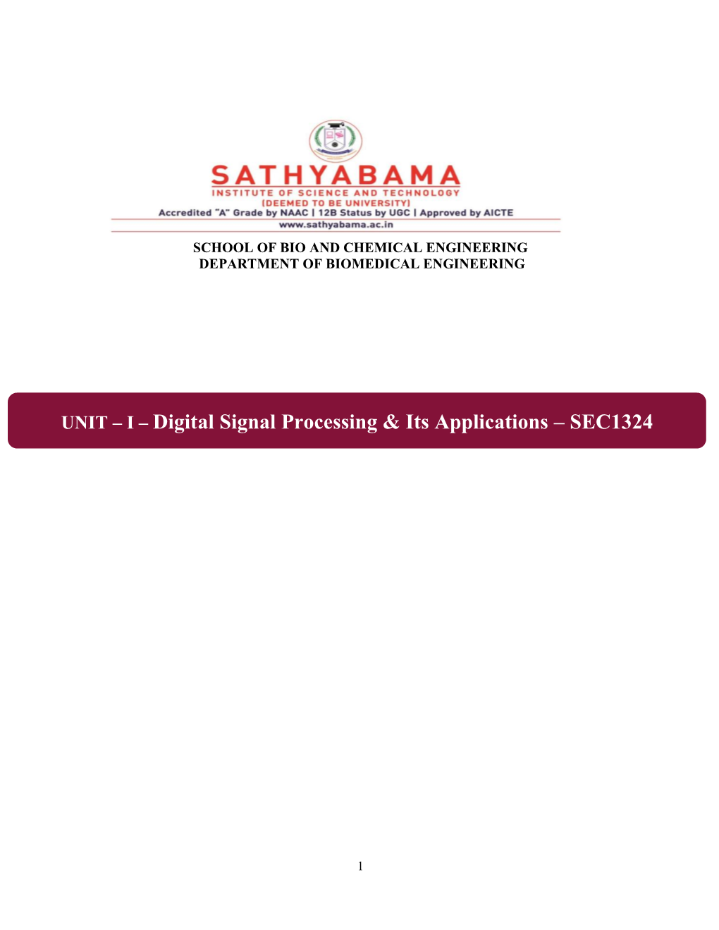 Digital Signal Processing & Its Applications