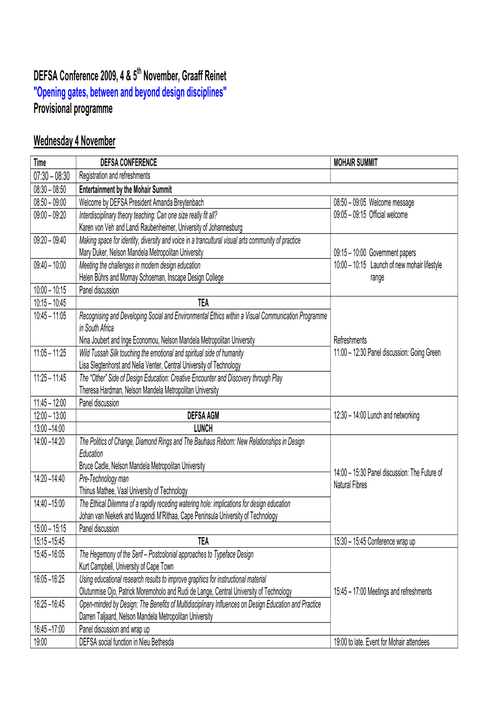 Conference Programme