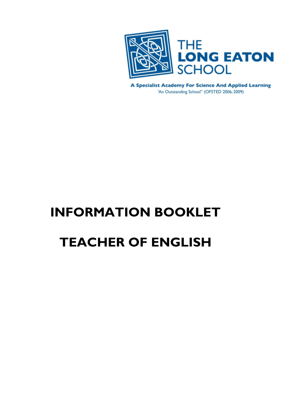 Information Booklet Teacher of English