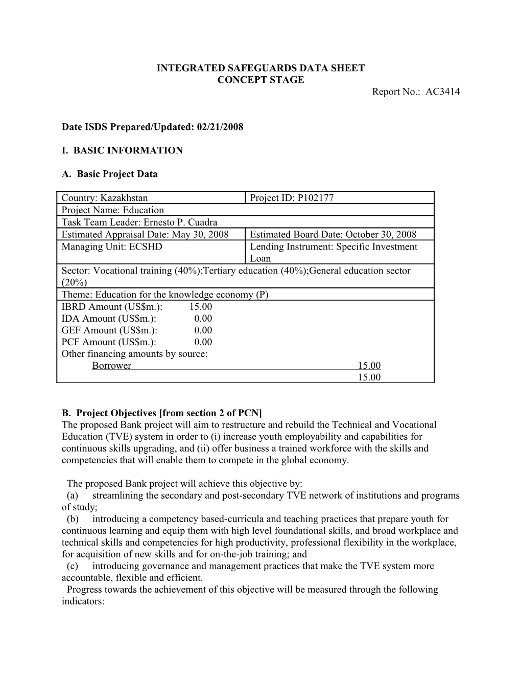 Integrated Safeguards Data Sheet s5