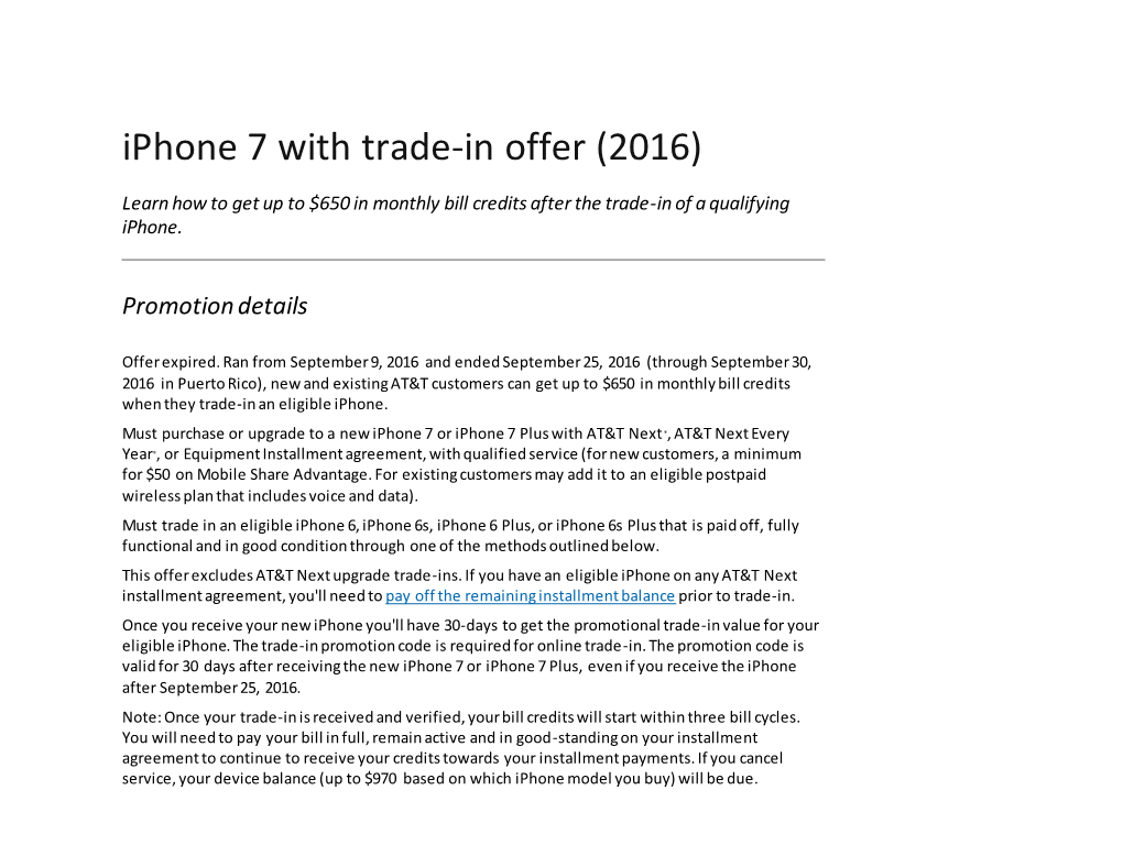 Iphone 7 with Trade-In Offer (2016)