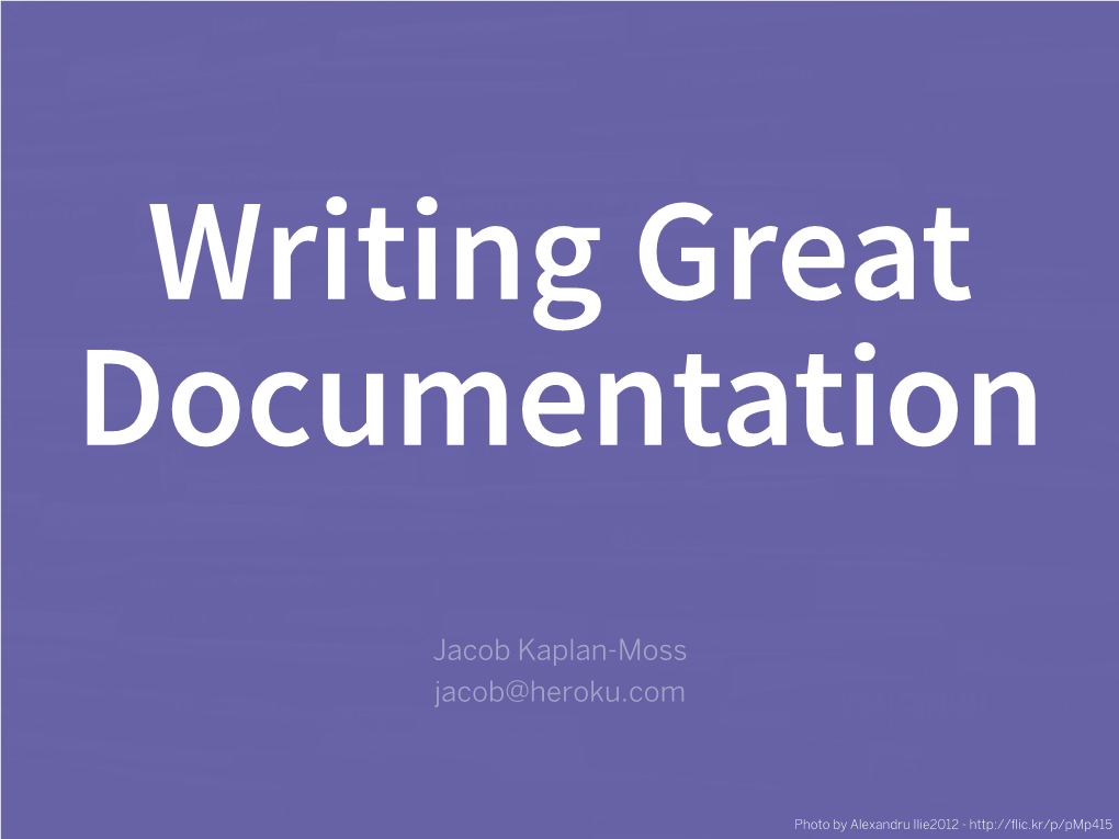 Writing Great Documentation