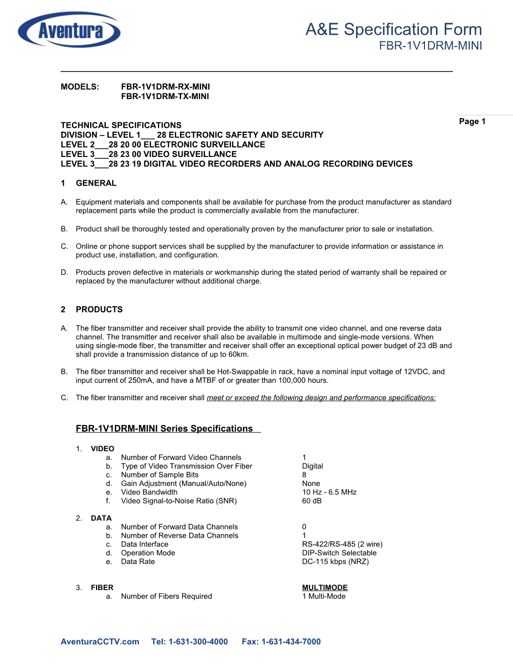 Models: Fbr-1V1drm-Rx-Mini