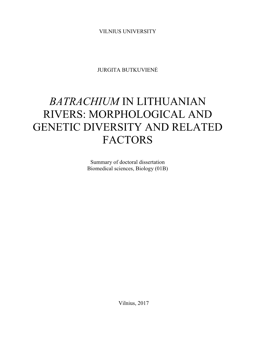 Morphological and Genetic Diversity and Related Factors