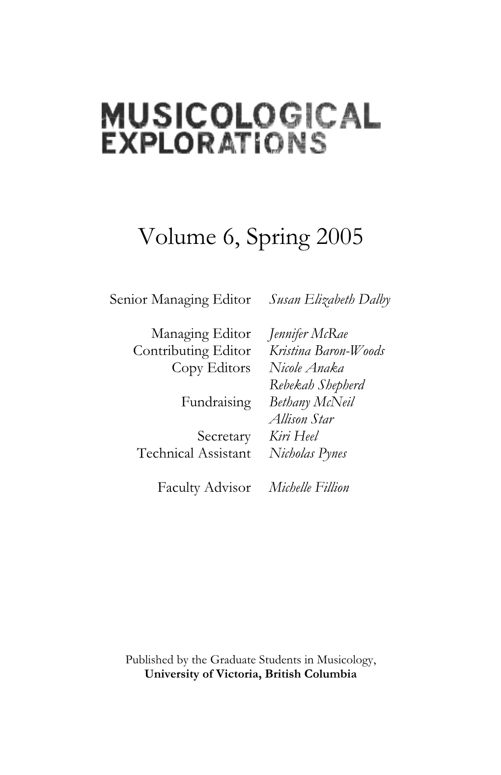 Volume 6, Spring 2005