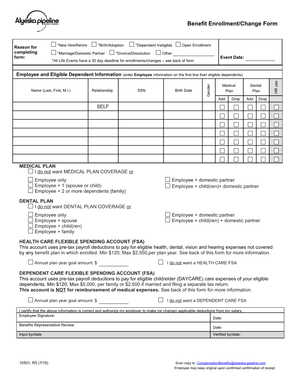 Benefit Plans Status Form - Group Plans