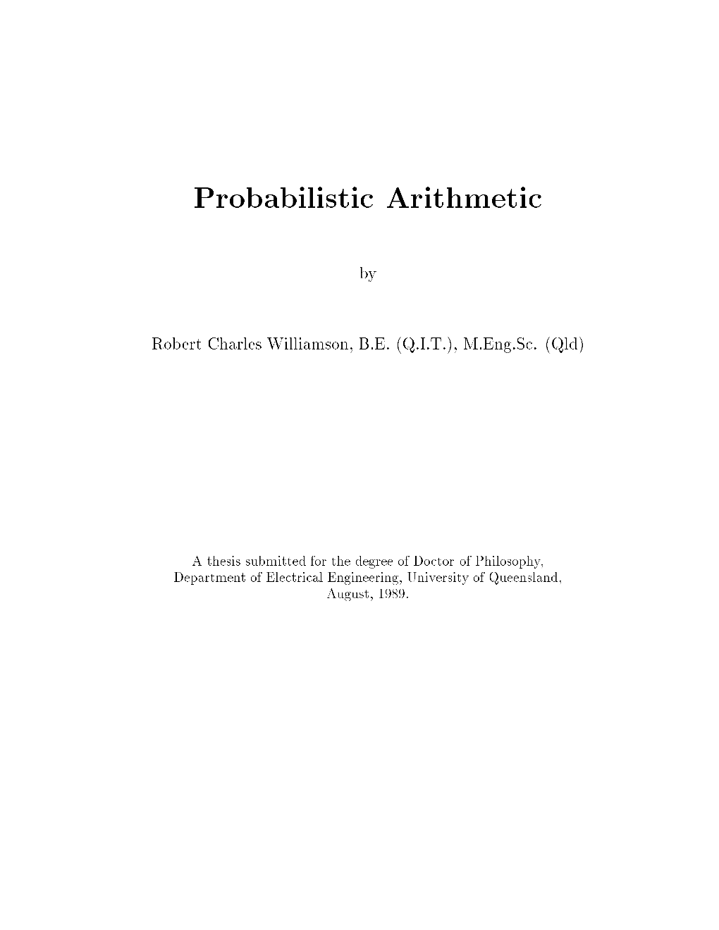 Probabilistic Arithmetic