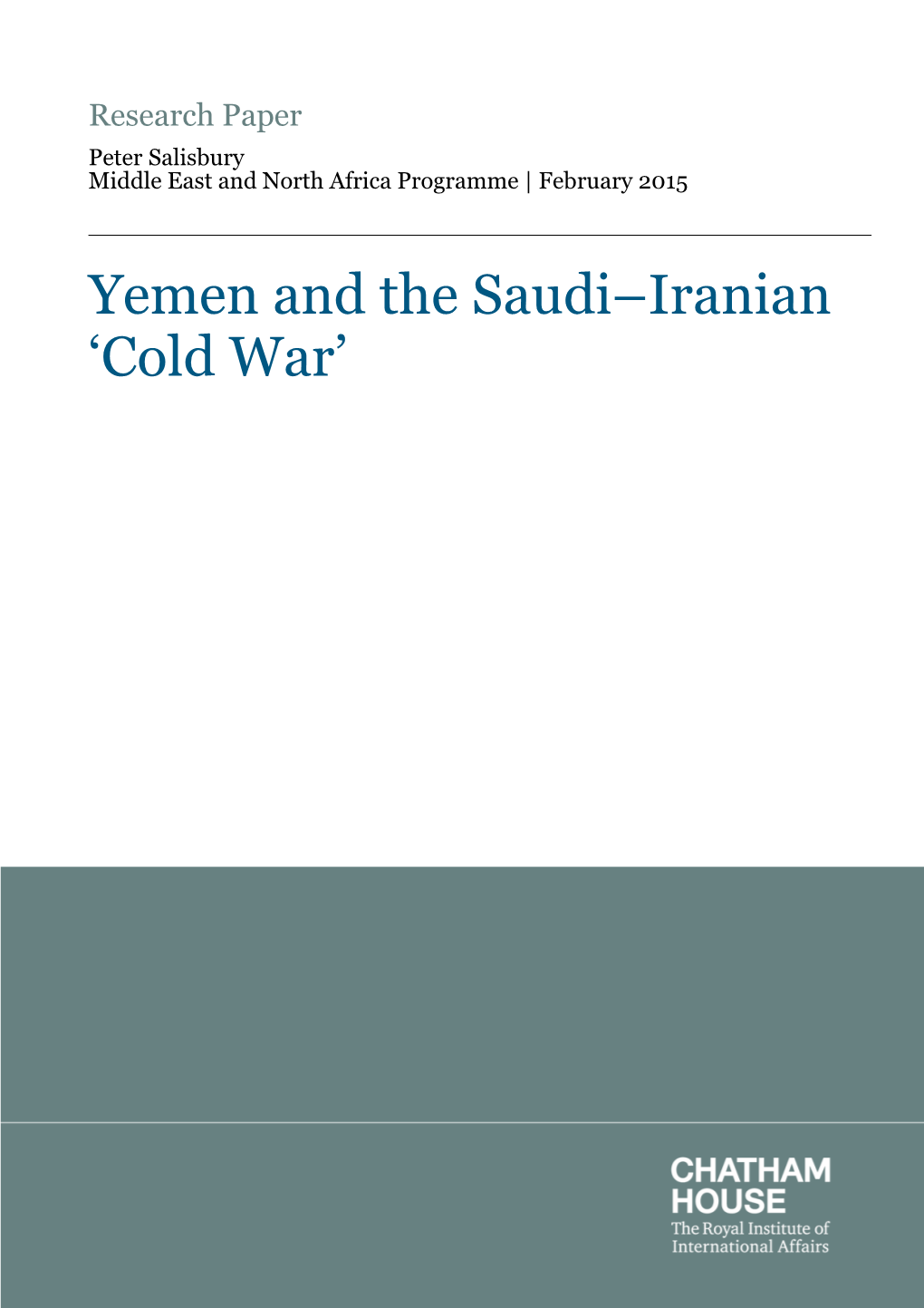 Yemen and the Saudi–Iranian 'Cold War'